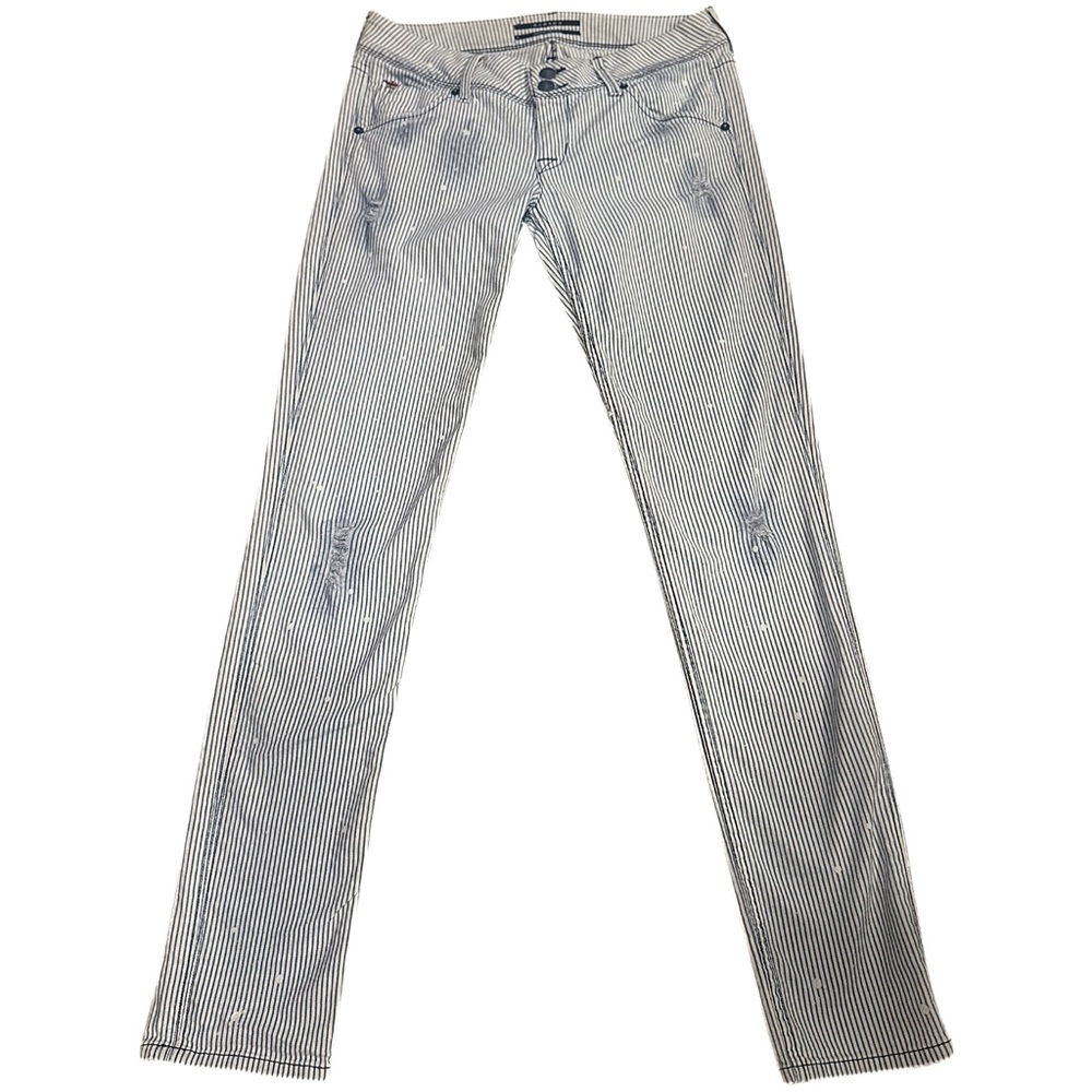 Hudson Blue White Pinstriped Low-Rise Skinny Jeans Women’s Size 27